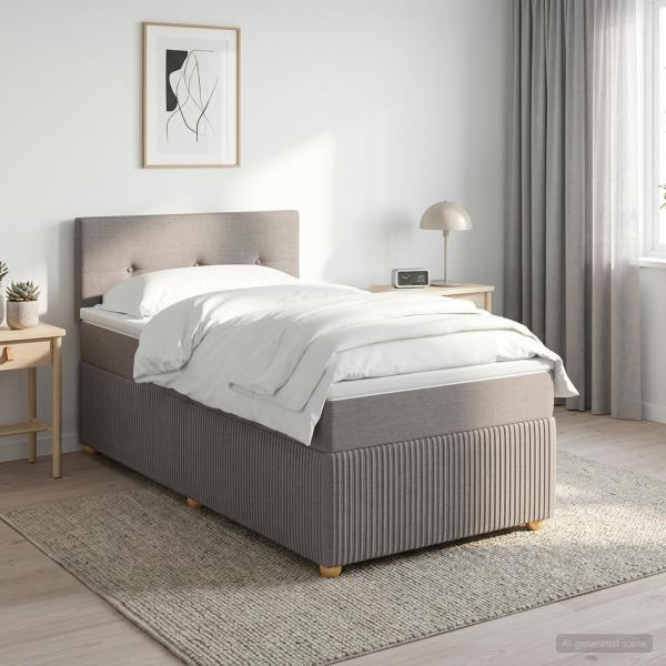 ARDEBO.de - Boxspringbett mit Matratze mit Kopfteil Taupe 80 x 200 cm Stoff