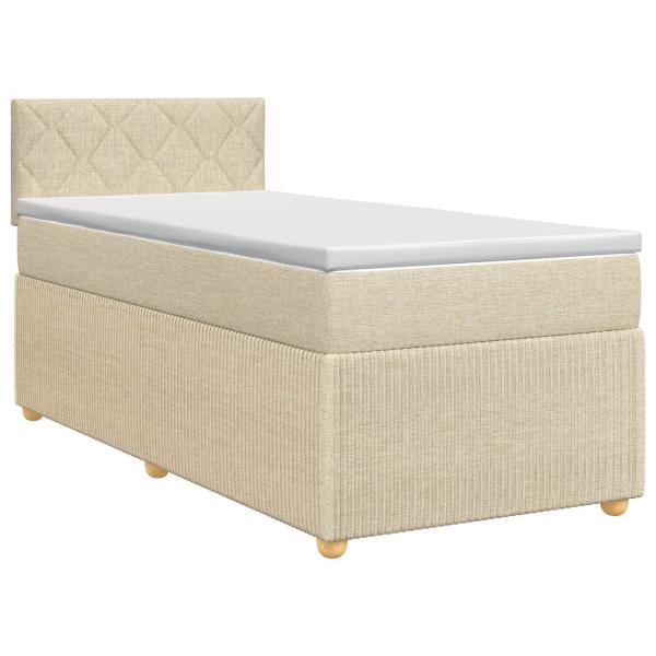 Boxspringbett mit Matratze mit Kopfteil Creme 80 x 200 cm Stoff