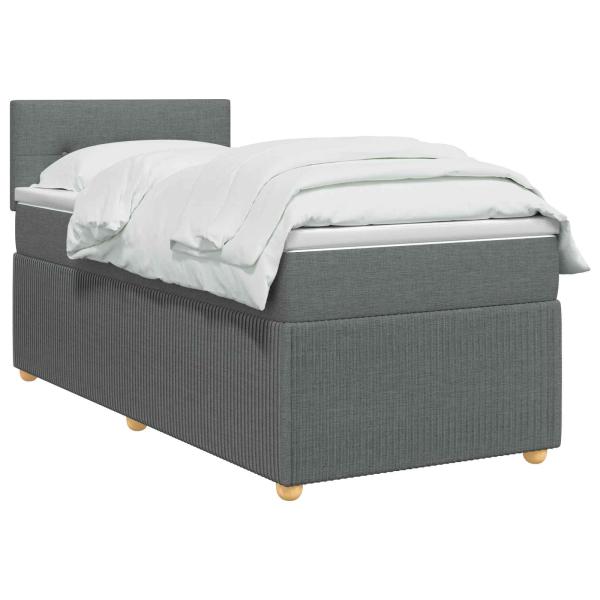Boxspringbett mit Matratze Dunkelgrau 100 x 200 cm Stoff
