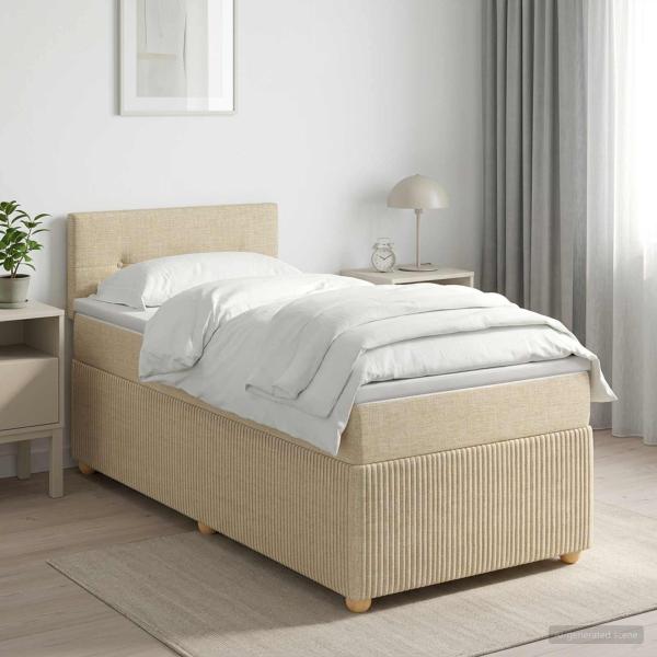 ARDEBO.de - Boxspringbett mit Matratze Creme 100 x 200 cm Stoff