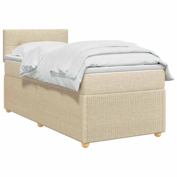 Boxspringbett mit Matratze Creme 100 x 200 cm Stoff