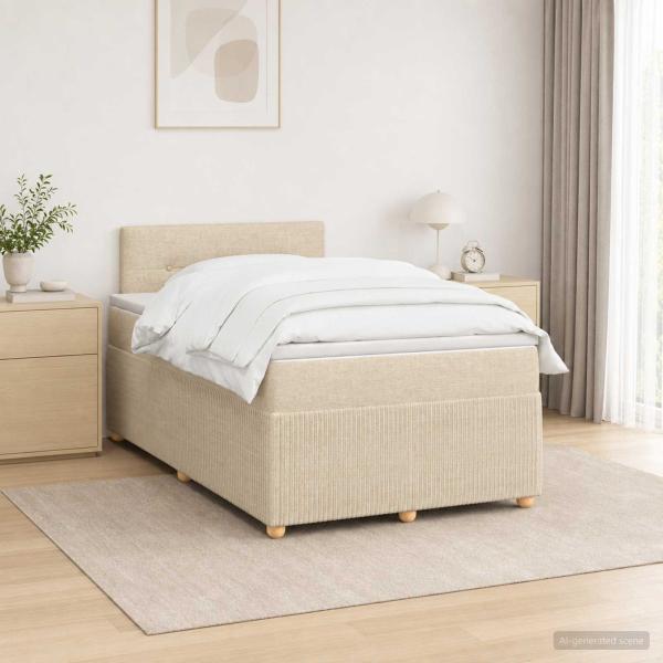 ARDEBO.de - Boxspringbett mit Matratze Creme 120 x 190 cm Stoff