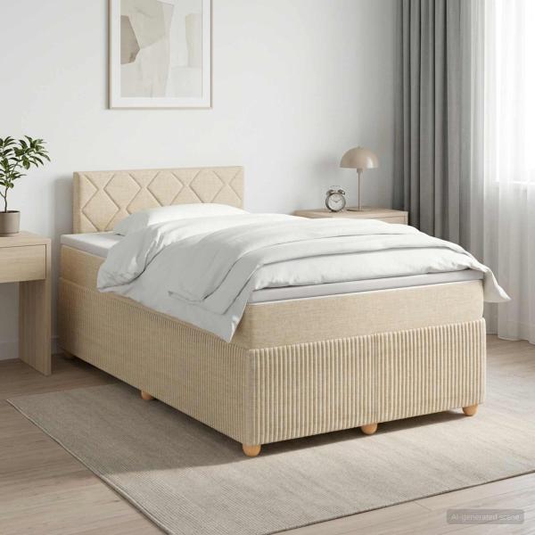 ARDEBO.de - Boxspringbett mit Matratze Creme 120 x 200 cm Stoff
