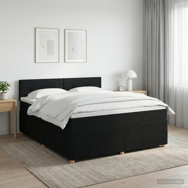 ARDEBO.de - Boxspringbett mit Matratze Schwarz 140 x 190 cm Stoff
