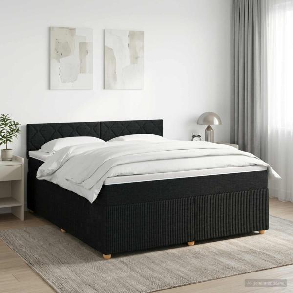 ARDEBO.de - Boxspringbett mit Matratze Schwarz 140 x 190 cm Stoff