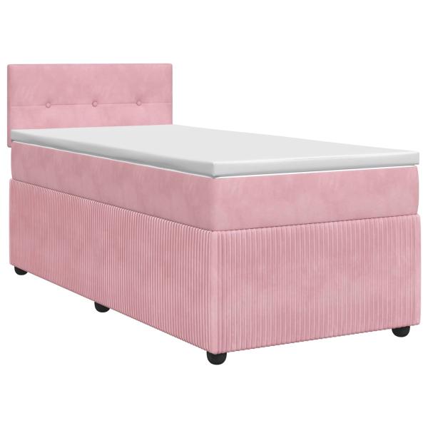 Boxspringbett mit Matratze mit Kopfteil Rosa 80 x 200 cm Samt