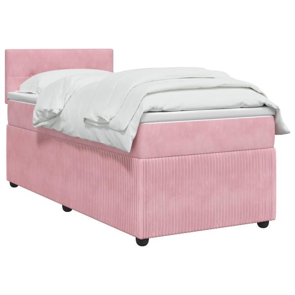 Boxspringbett mit Matratze mit Kopfteil Rosa 80 x 200 cm Samt