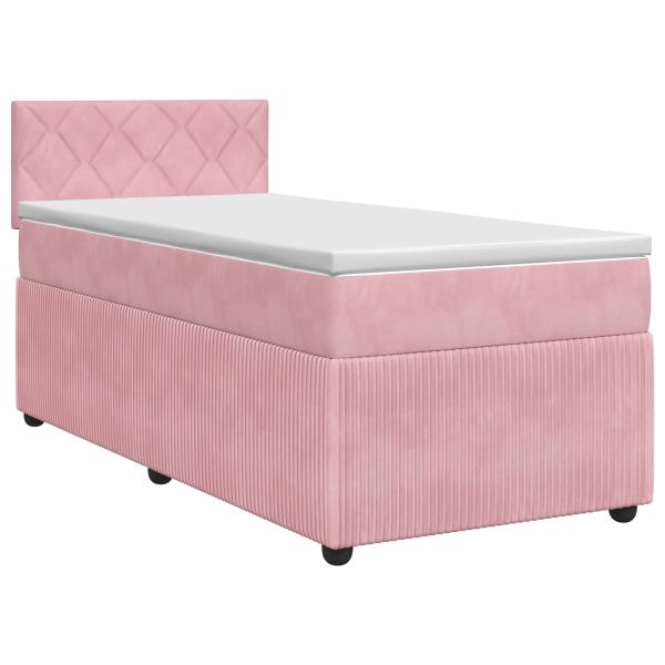 Boxspringbett mit Matratze mit Kopfteil Rosa 80 x 200 cm Samt