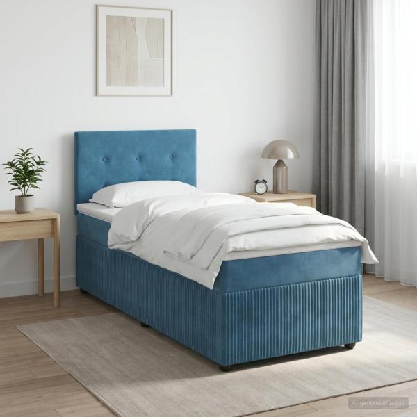 ARDEBO.de - Boxspringbett mit Matratze Dunkelblau 90 x 200 cm Samt