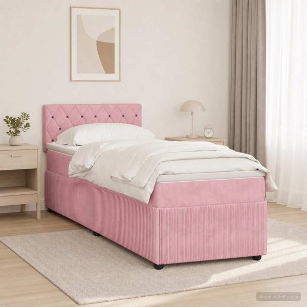 ARDEBO.de - Boxspringbett mit Matratze mit Kopfteil Rosa 100 x 200 cm Samt