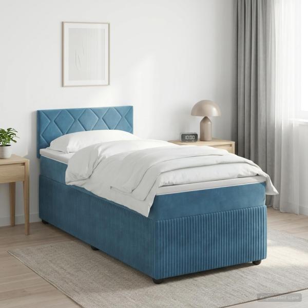 ARDEBO.de - Boxspringbett mit Matratze Dunkelblau 100 x 200 cm Samt