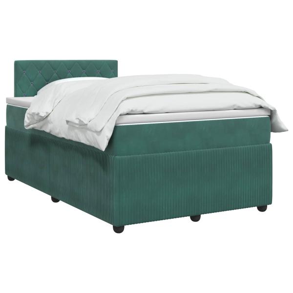 Boxspringbett mit Matratze Dunkelgrün 120 x 190 cm Samt