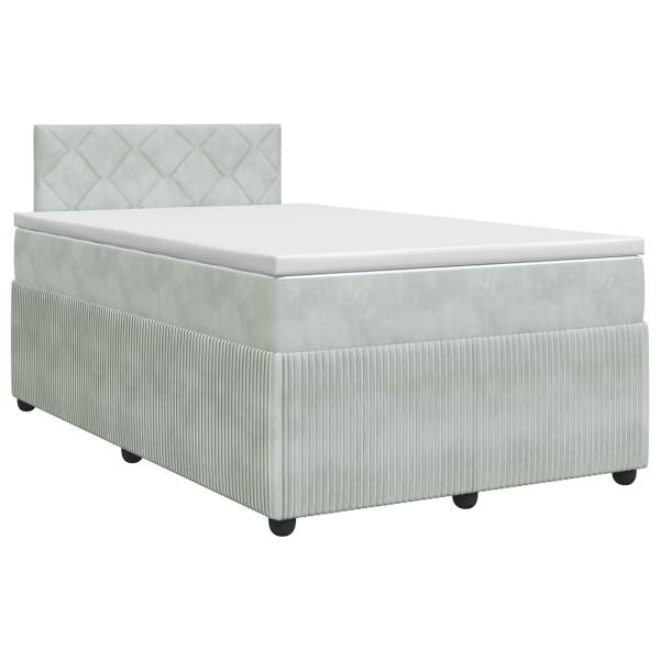 Boxspringbett mit Matratze Hellgrau 120 x 190 cm Samt