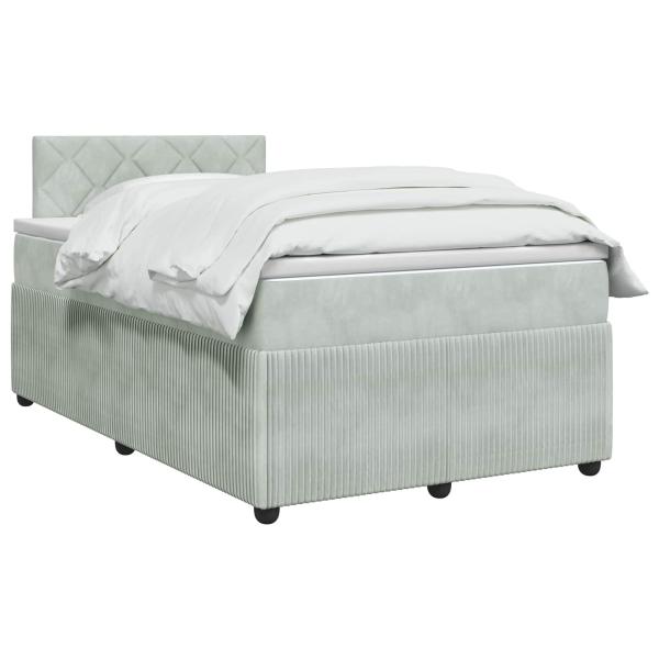 Boxspringbett mit Matratze Hellgrau 120 x 190 cm Samt