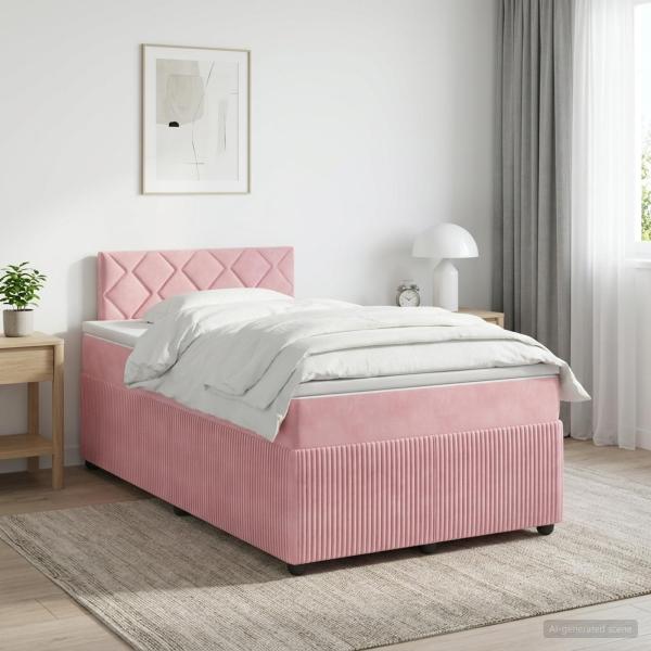 ARDEBO.de - Boxspringbett mit Matratze Rosa 120 x 190 cm Samt