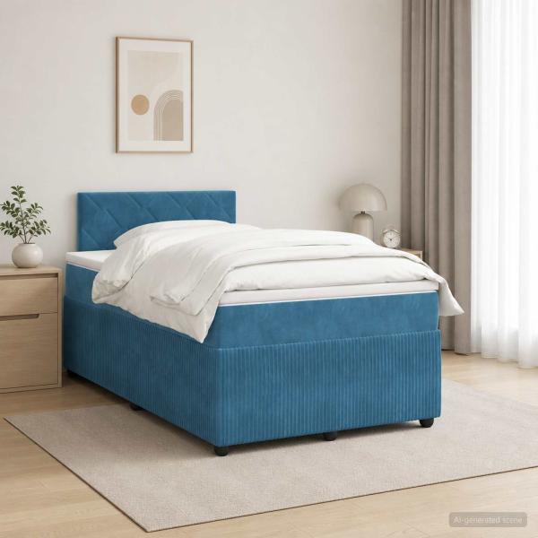 ARDEBO.de - Boxspringbett mit Matratze Dunkelblau 120 x 200 cm Samt