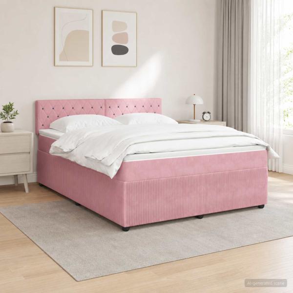 ARDEBO.de - Boxspringbett mit Matratze mit Kopfteil Rosa 140 x 200 cm Samt
