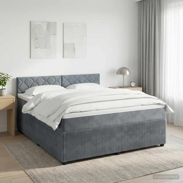 ARDEBO.de - Boxspringbett mit Matratze Dunkelgrau 140 x 200 cm Samt
