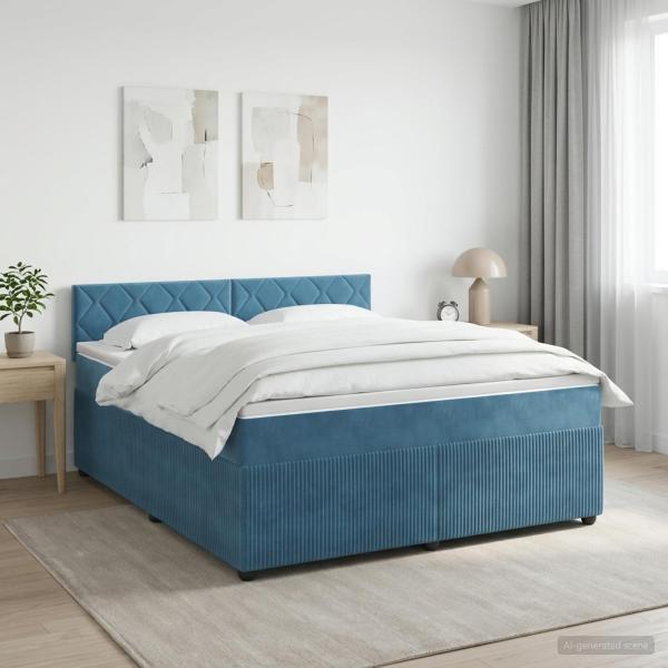 ARDEBO.de - Boxspringbett mit Matratze Dunkelblau 140 x 200 cm Samt