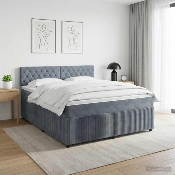 ARDEBO.de - Boxspringbett mit Matratze Dunkelgrau 160 x 200 cm Samt
