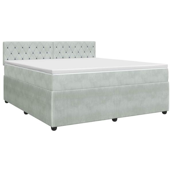 Boxspringbett mit Matratze Hellgrau 180 x 200 cm Samt