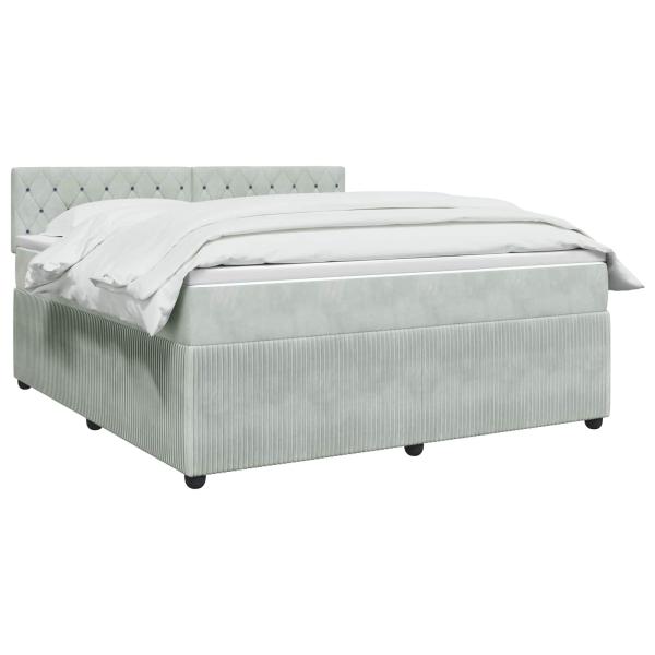 Boxspringbett mit Matratze Hellgrau 180 x 200 cm Samt
