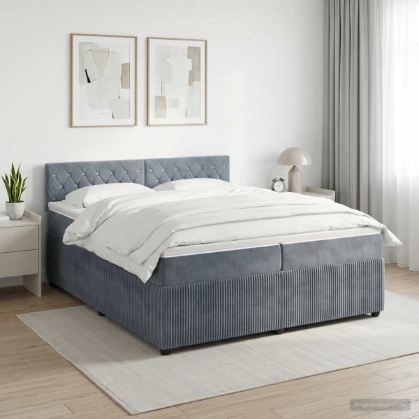 ARDEBO.de - Boxspringbett mit Matratze Dunkelgrau 200 x 200 cm Samt