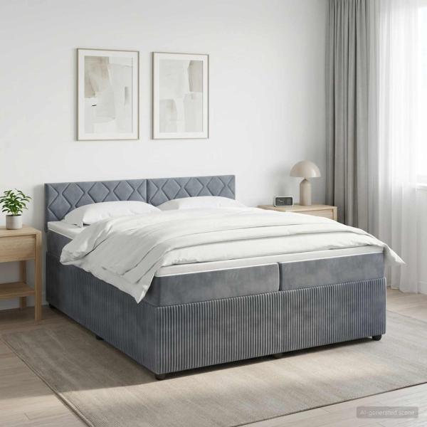 ARDEBO.de - Boxspringbett mit Matratze Dunkelgrau 200 x 200 cm Samt