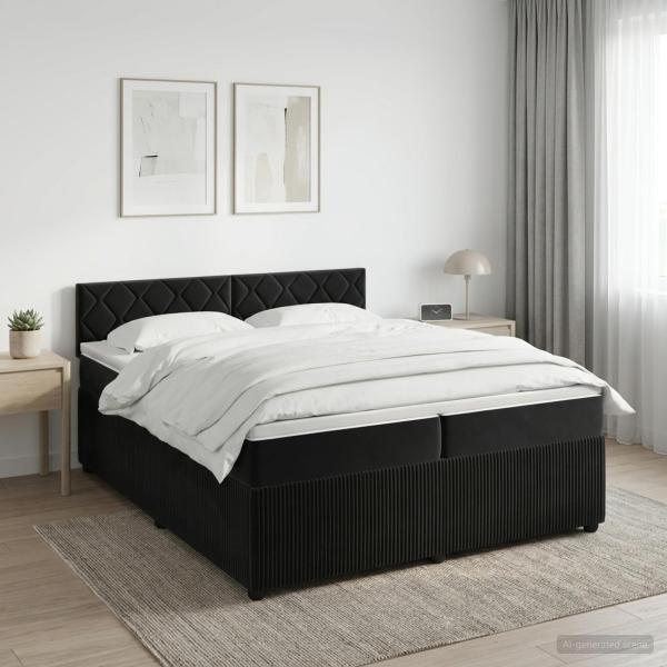 ARDEBO.de - Boxspringbett mit Matratze Schwarz 200 x 200 cm Samt