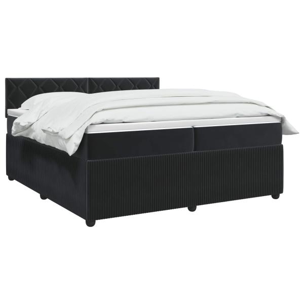 Boxspringbett mit Matratze Schwarz 200 x 200 cm Samt