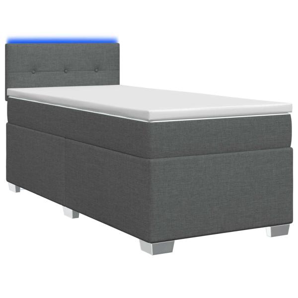 Boxspringbett mit Matratze und LED Dunkelgrau 80 x 200 cm Stoff