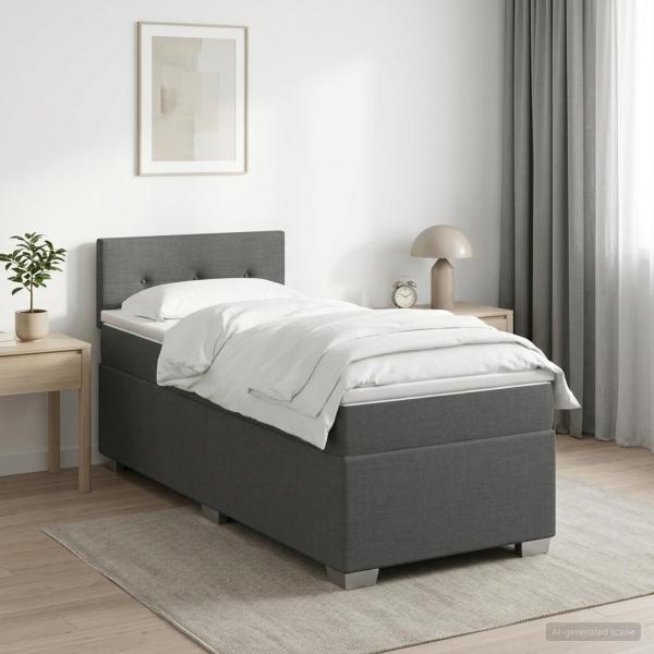 Boxspringbett mit Matratze und LED Dunkelgrau 80 x 200 cm Stoff