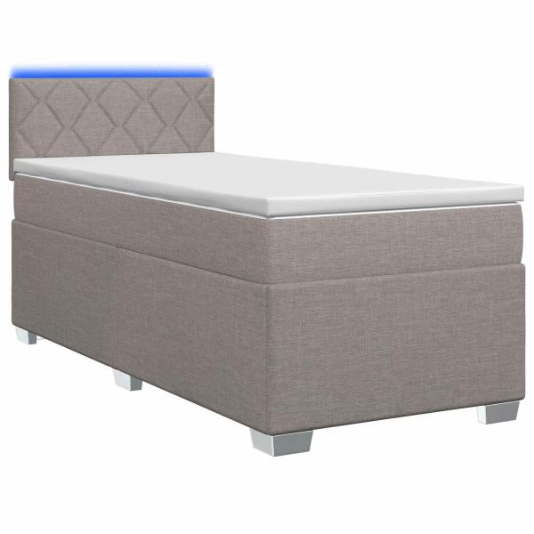 Boxspringbett mit Matratze und LED Taupe 80 x 200 cm Stoff