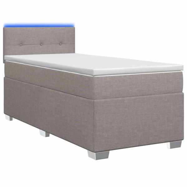 Boxspringbett mit Matratze und LED Taupe 90 x 190 cm Stoff