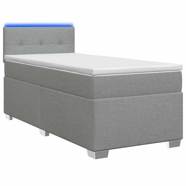 Boxspringbett mit Matratze und LED Hellgrau 100 x 200 cm Stoff