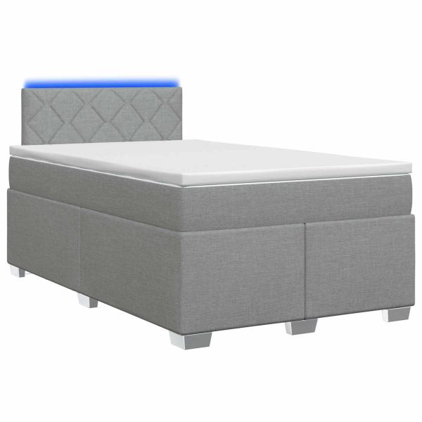 Boxspringbett mit Matratze und LED Hellgrau 120 x 190 cm Stoff