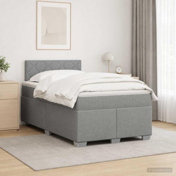 Boxspringbett mit Matratze und LED Hellgrau 120 x 190 cm Stoff