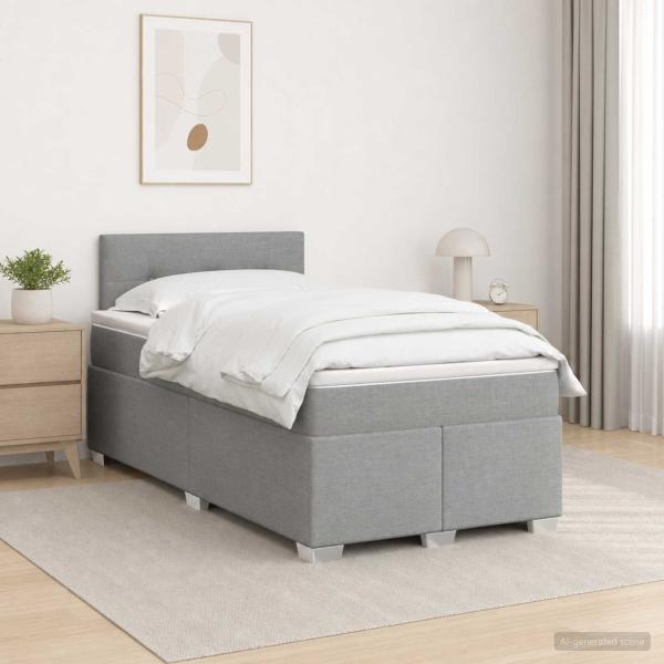 Boxspringbett mit Matratze und LED Hellgrau 120 x 200 cm Stoff