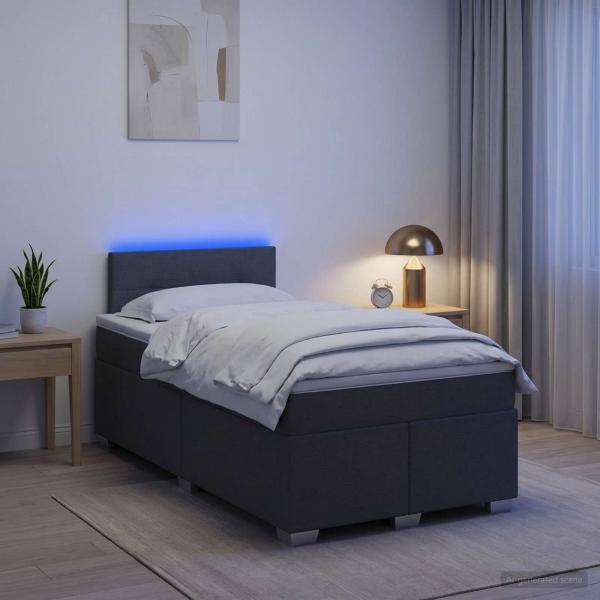 Boxspringbett mit Matratze und LED Dunkelgrau 120 x 200 cm