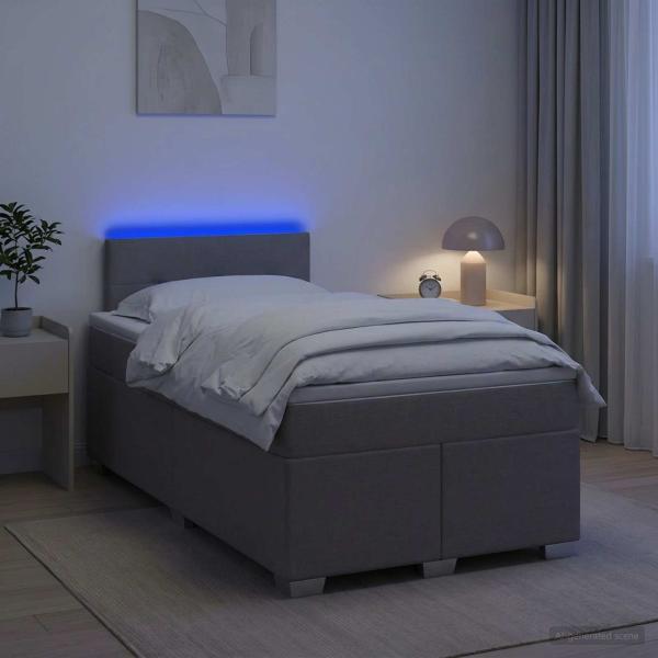 ARDEBO.de - Boxspringbett mit Matratze und LED Taupe 120 x 200 cm Stoff