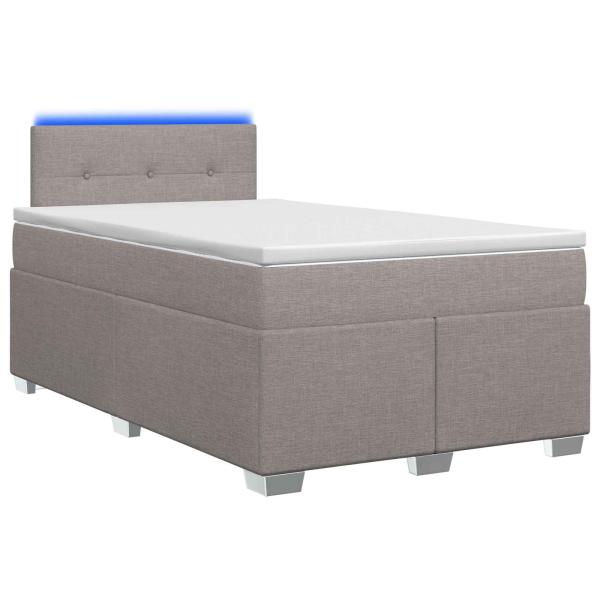 Boxspringbett mit Matratze und LED Taupe 120 x 200 cm Stoff