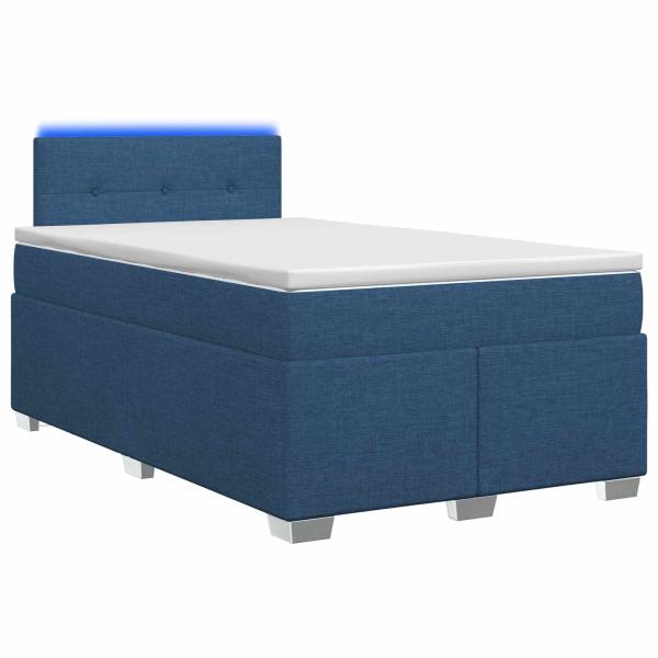 Boxspringbett mit Matratze und LED Blau 120 x 200 cm Stoff