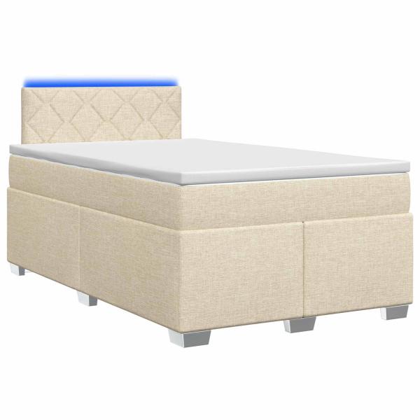 Boxspringbett mit Matratze und LED Creme 120 x 200 cm Stoff