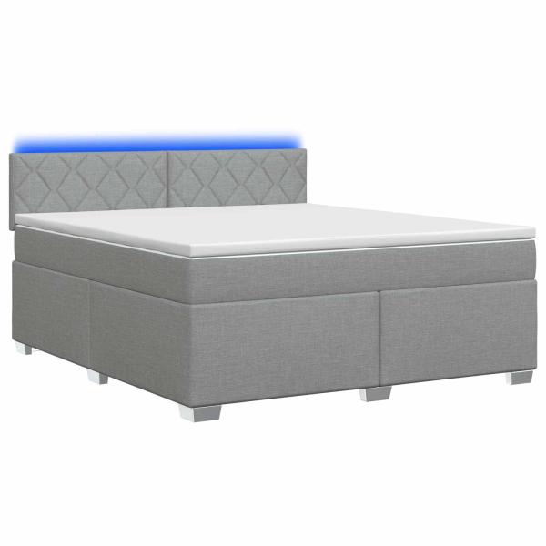 Boxspringbett mit Matratze und LED Hellgrau 160 x 200 cm Stoff
