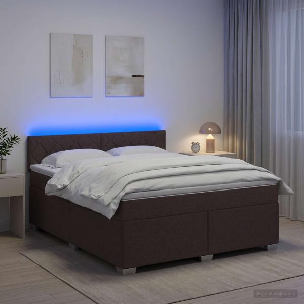 ARDEBO.de - Boxspringbett mit Matratze und LED Dunkelbraun 160 x 200 cm