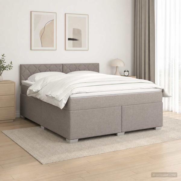 ARDEBO.de - Boxspringbett mit Matratze und LED Taupe 180 x 200 cm Stoff