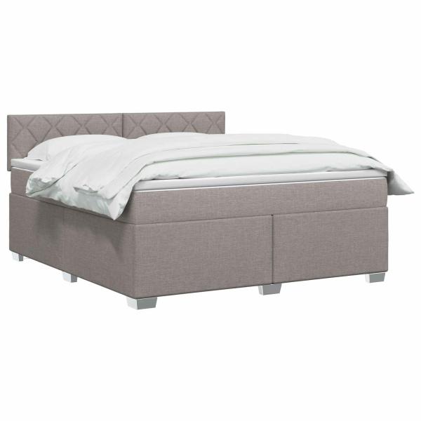 Boxspringbett mit Matratze und LED Taupe 180 x 200 cm Stoff