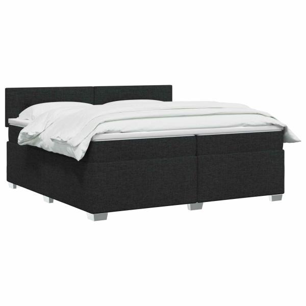 Boxspringbett mit Matratze und LED Schwarz 200 x 200 cm Stoff
