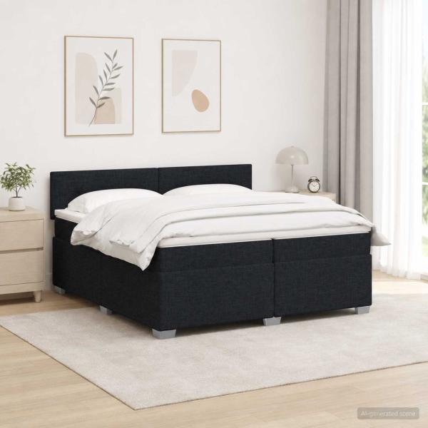 Boxspringbett mit Matratze und LED Schwarz 200 x 200 cm Stoff