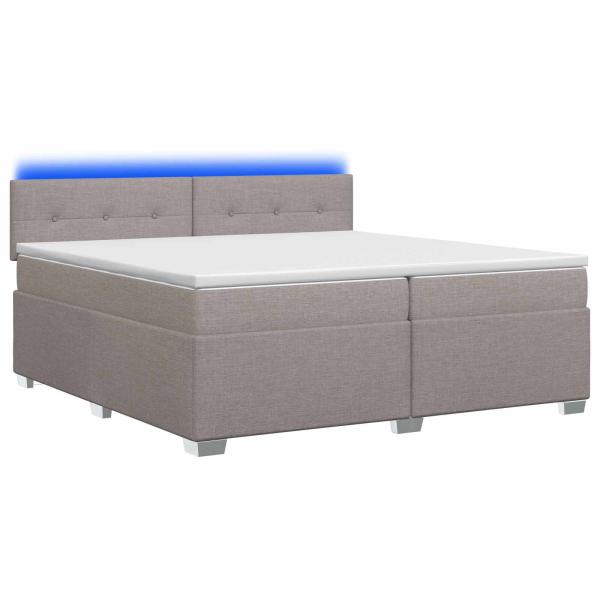 Boxspringbett mit Matratze und LED Taupe 200 x 200 cm Stoff